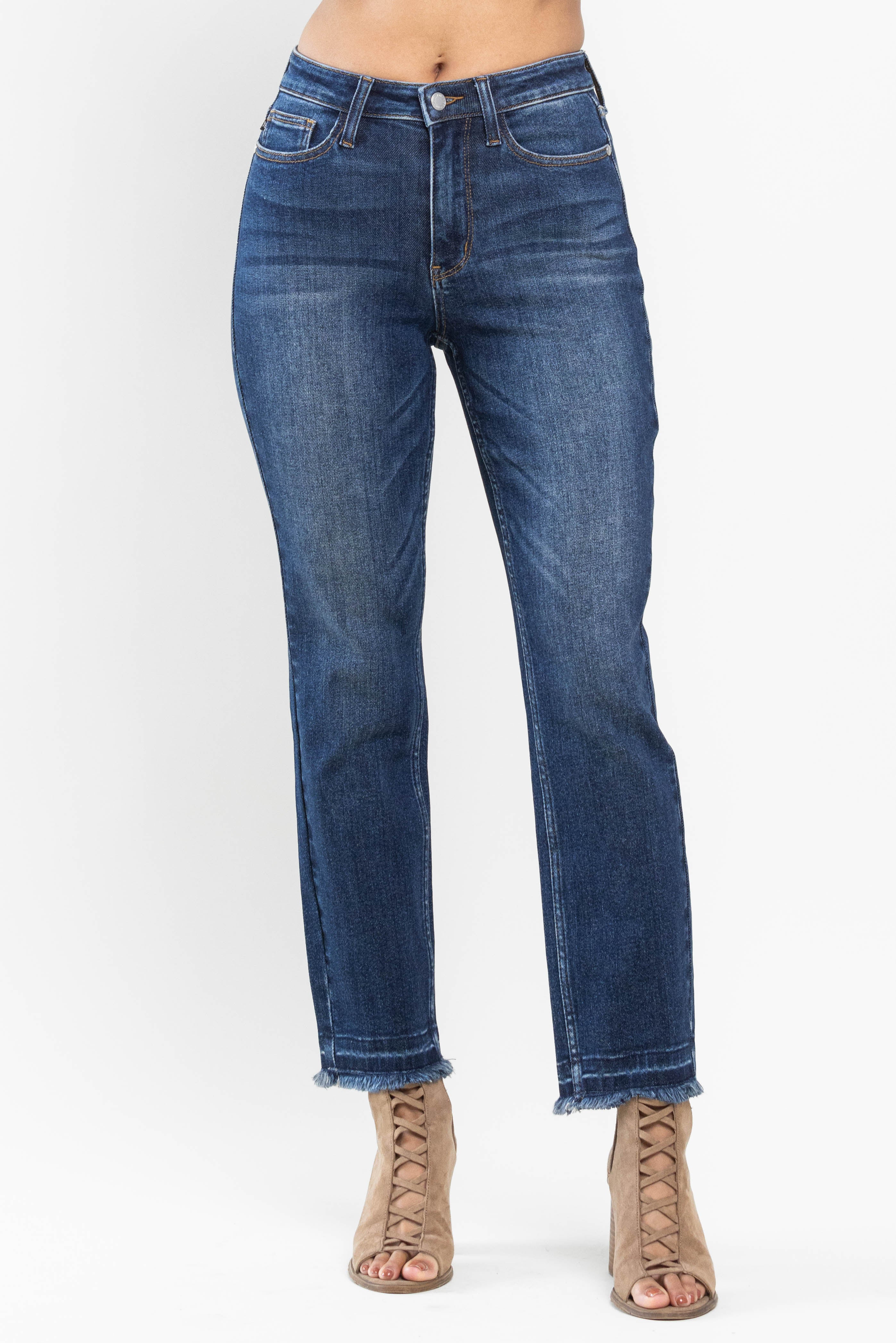 Judy Blue High Waist Release Hem Slim Cut Jeans