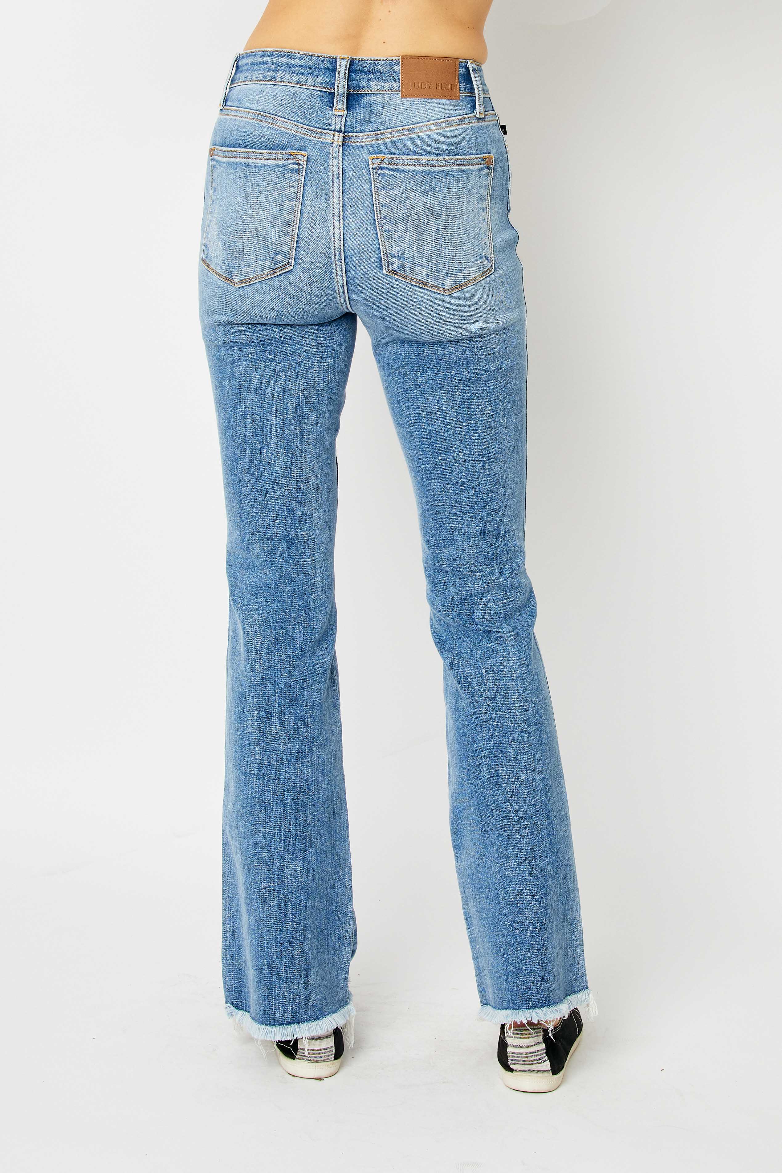 Judy Blue Medium Wash High Waist Destroy Fray Hem Bootcut