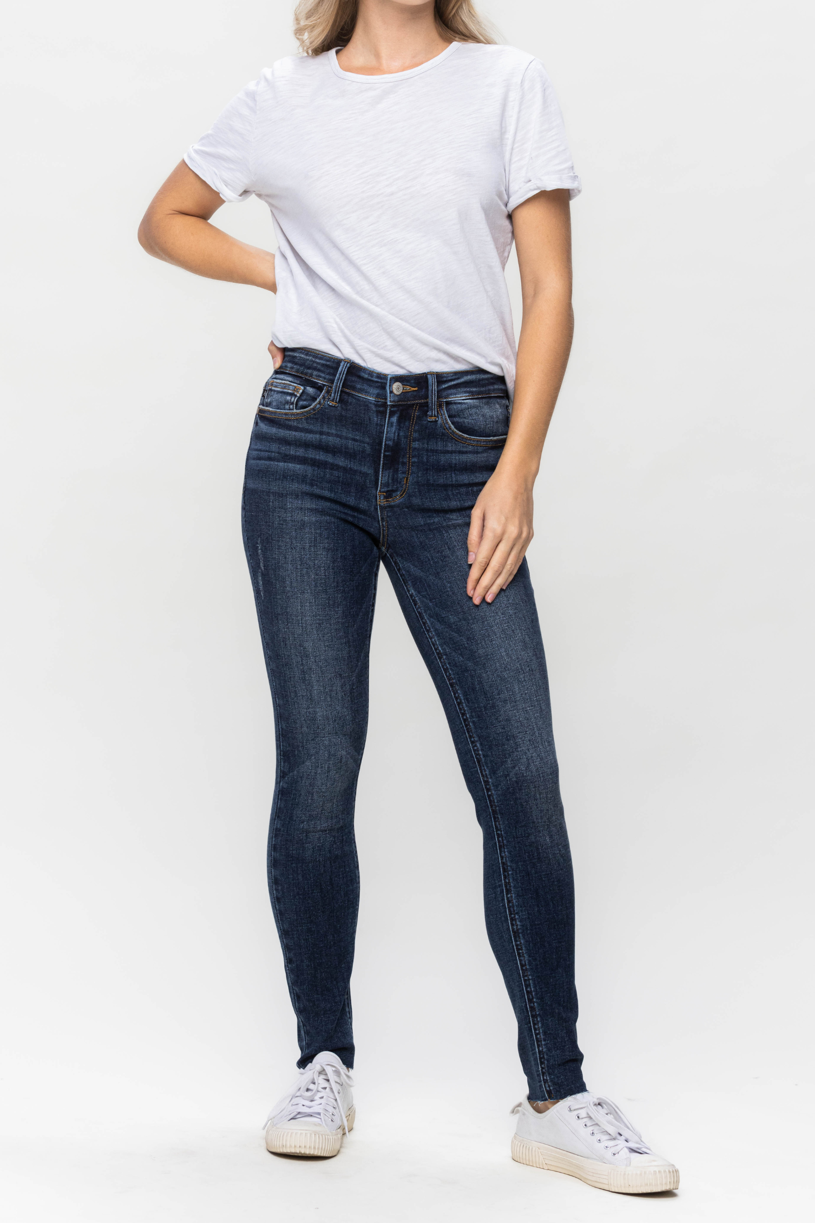 Judy Blue Mid Rise Vintage Raw Hem Skinny