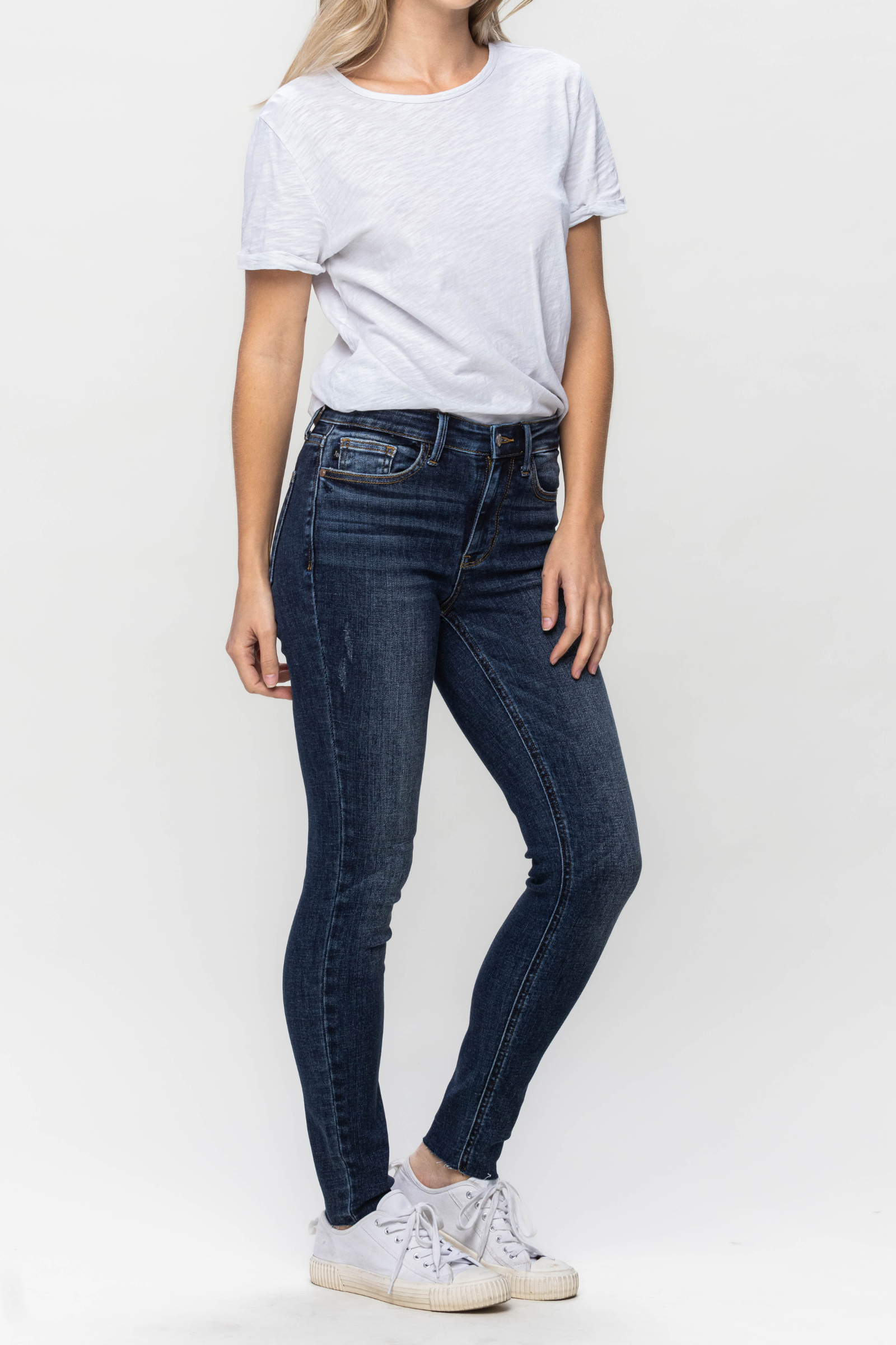 Judy Blue Mid Rise Vintage Raw Hem Skinny