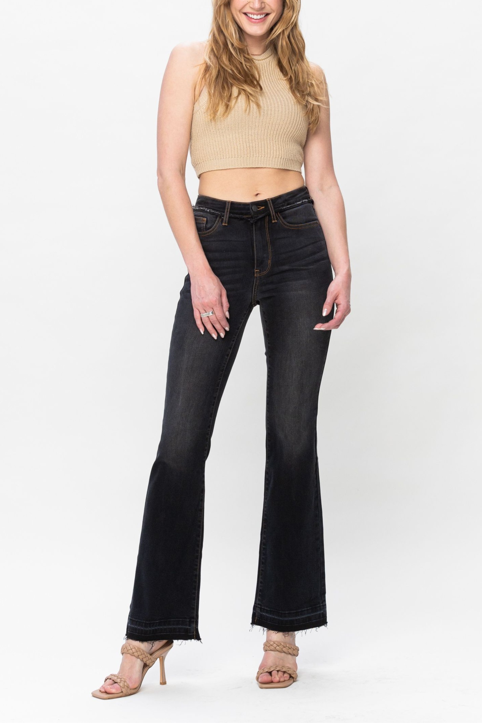 Judy Blue Black High Waist Release Hem Slim Bootcut