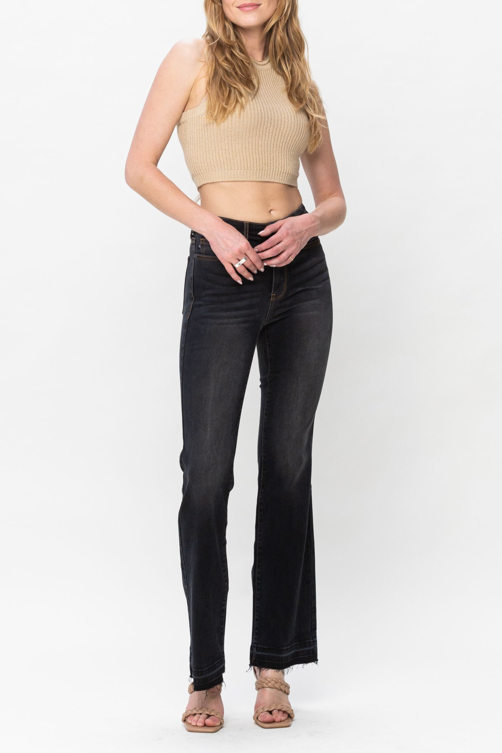 Judy Blue Black High Waist Release Hem Slim Bootcut