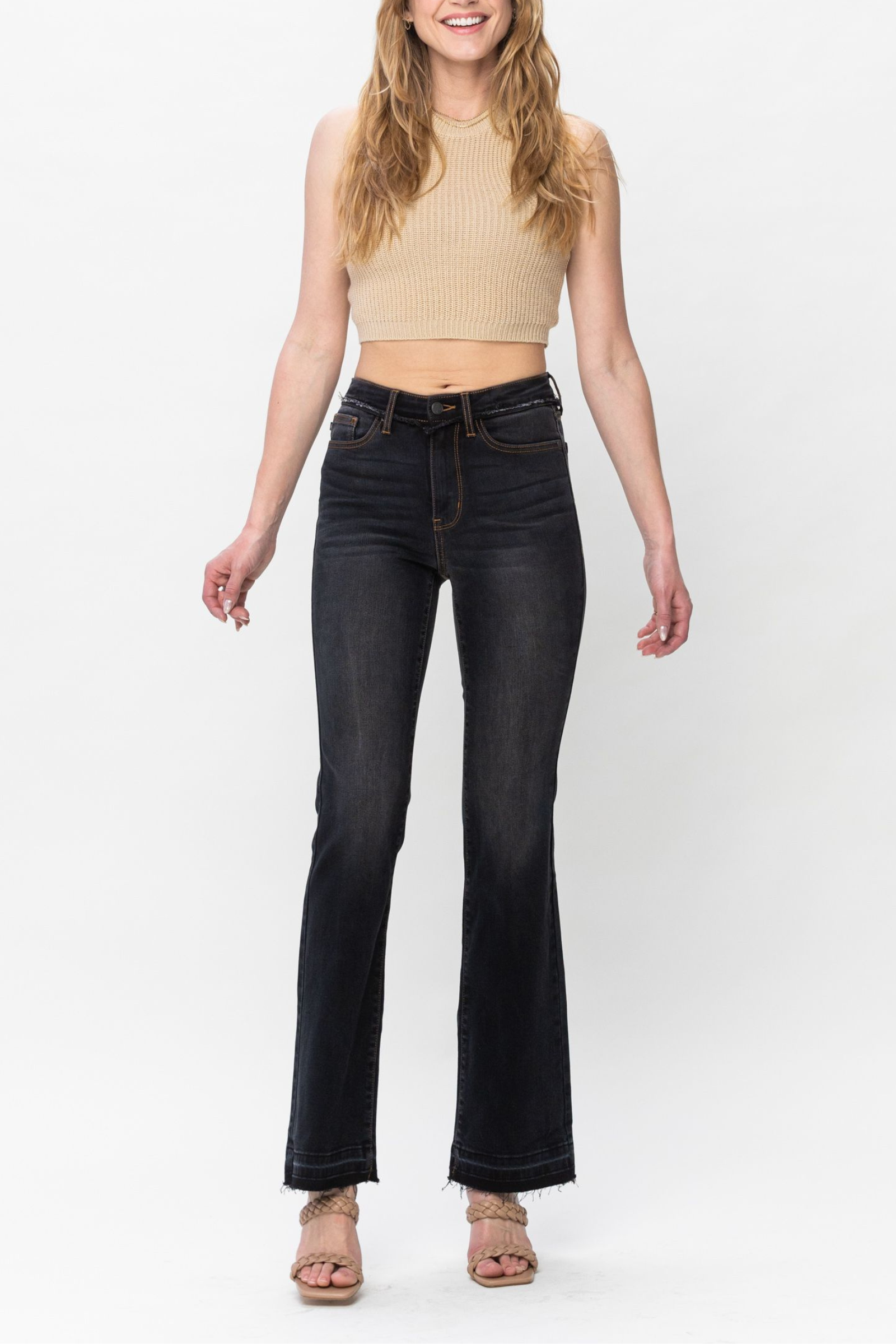 Judy Blue Black High Waist Release Hem Slim Bootcut