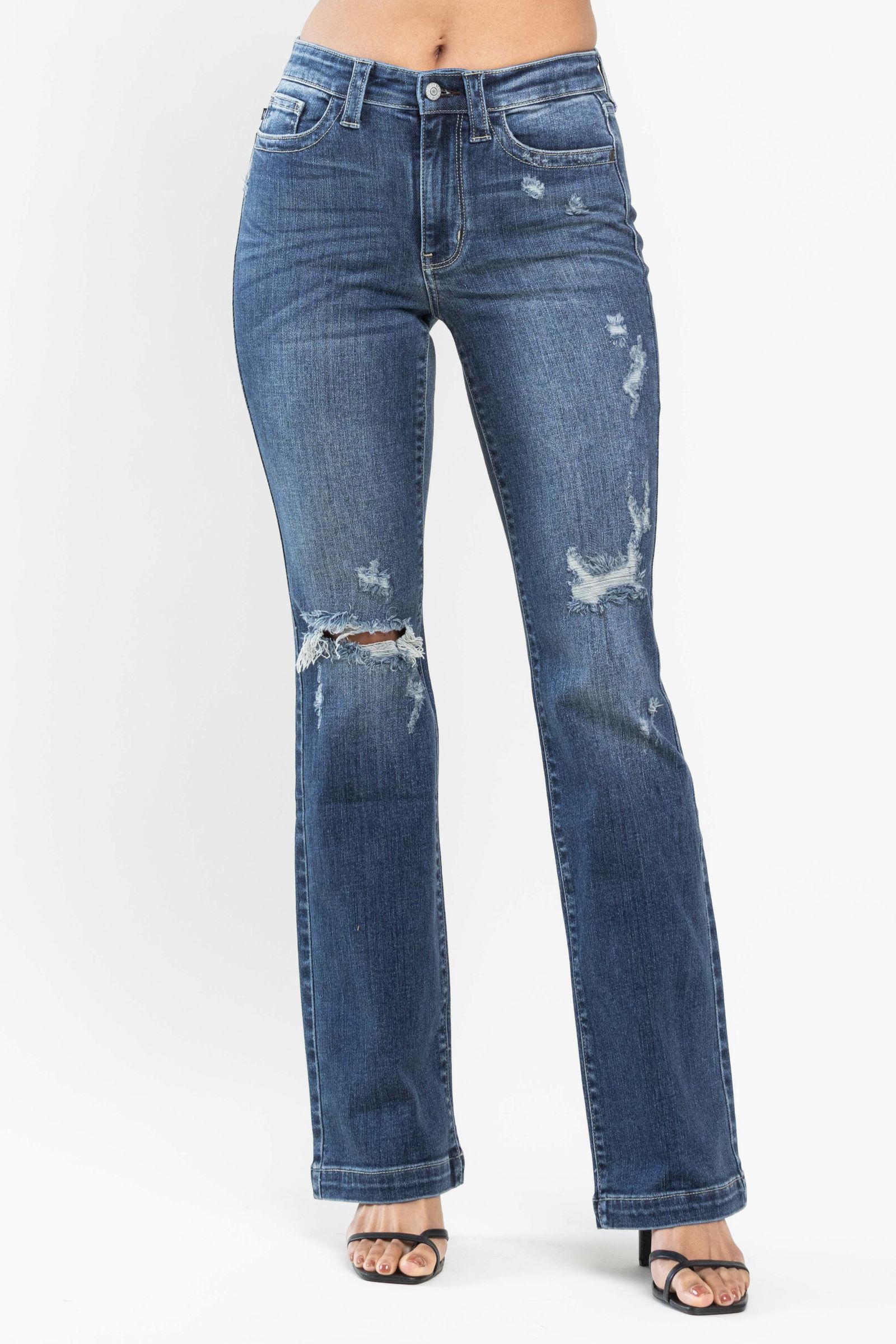 Judy Blue Mid Rise Hand Sand & Destroy Bootcut