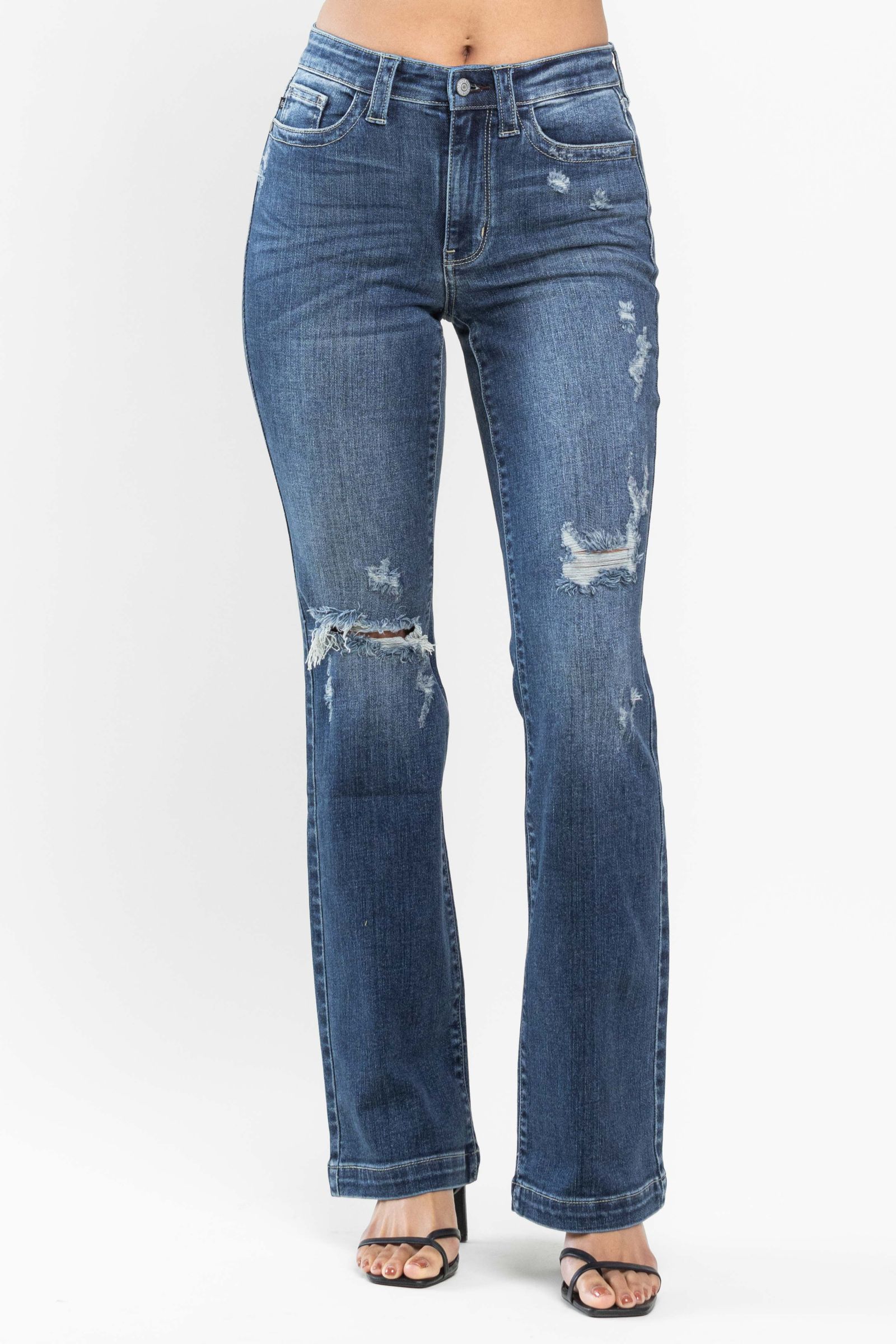 Judy Blue Mid Rise Hand Sand & Destroy Bootcut