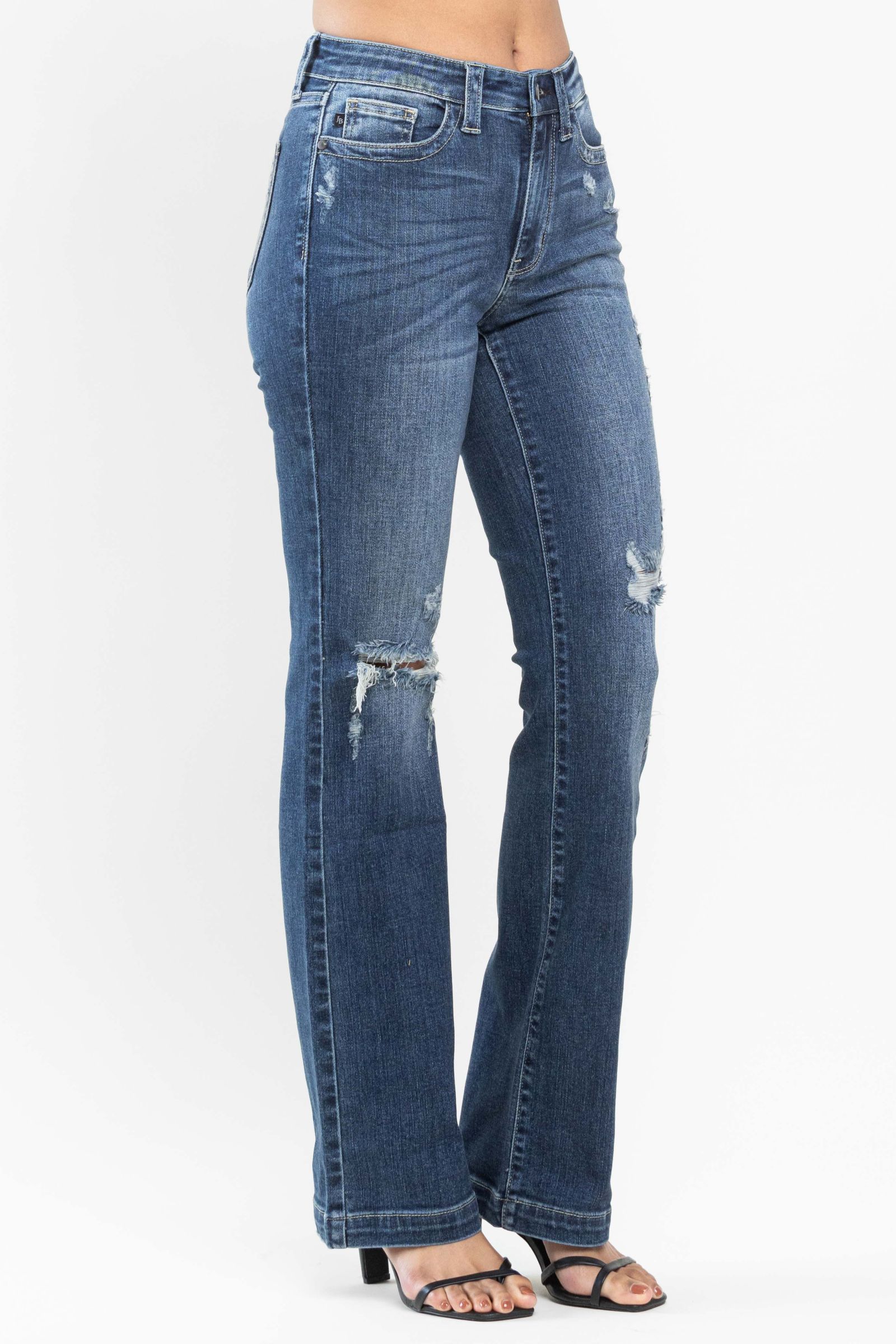 Judy Blue Mid Rise Hand Sand & Destroy Bootcut