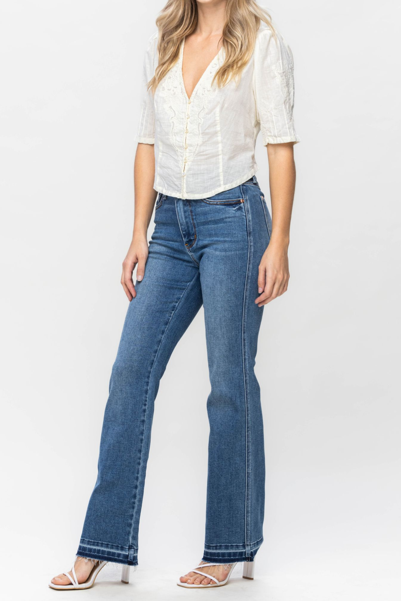 Judy Blue High Waisted Control Top Release Hem Slim Bootcut