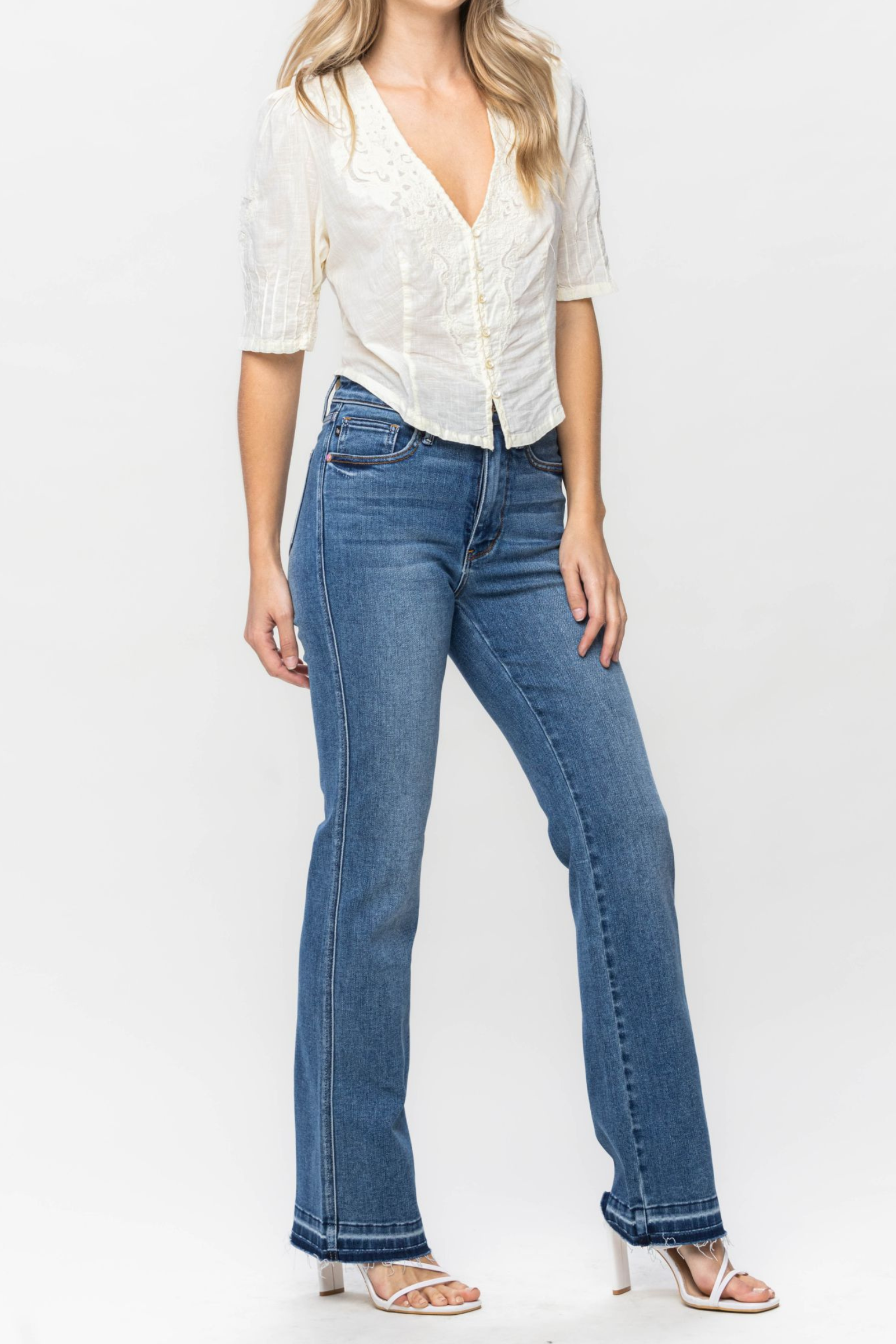 Judy Blue High Waisted Control Top Release Hem Slim Bootcut