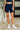 Gym and Juice Ribbed Knit Biker Shorts in Navy