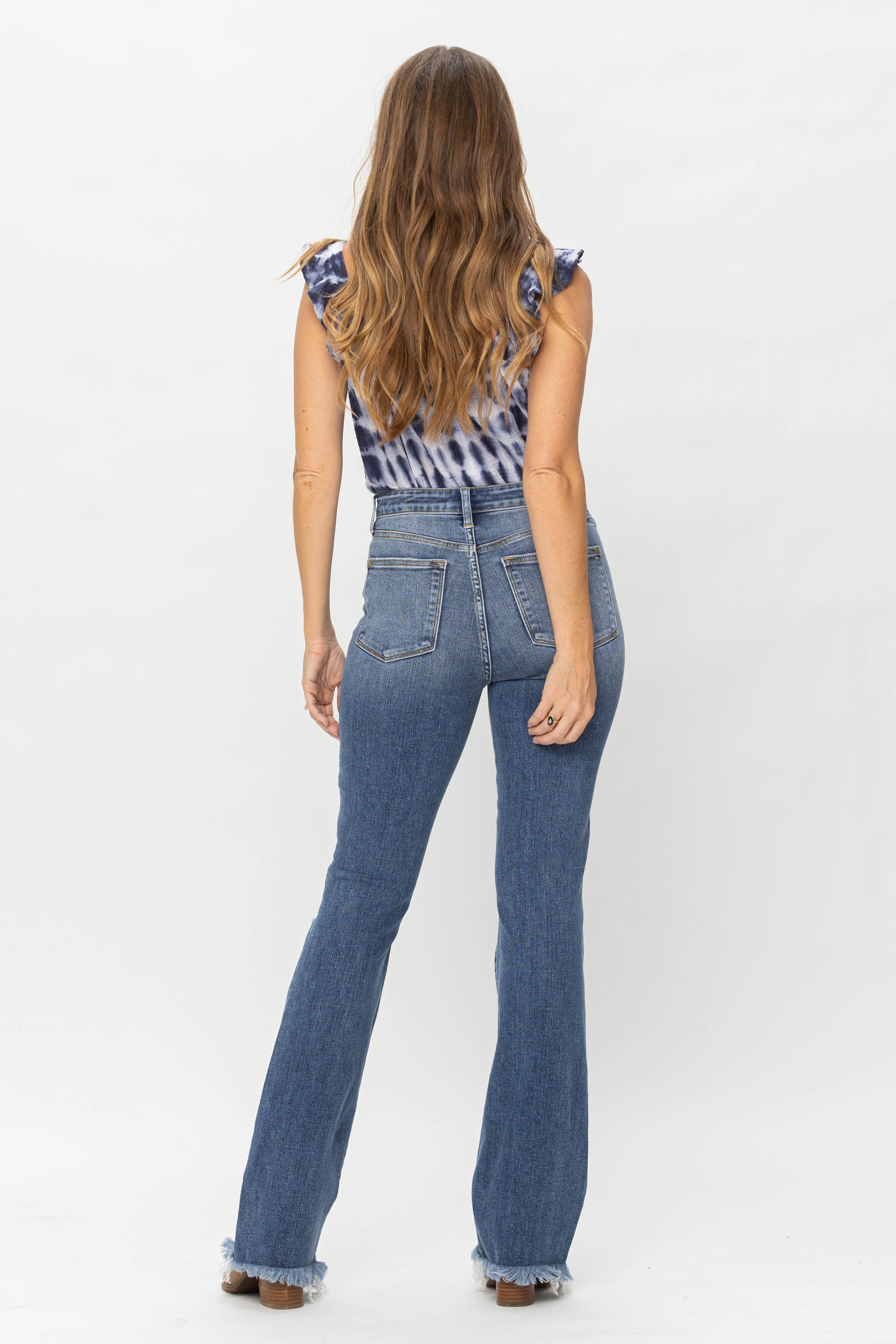 Judy Blue High Waist Patched Bootcut Jeans-Denim-Watermelon Apparel